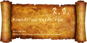 Komlósy Valéria névjegykártya